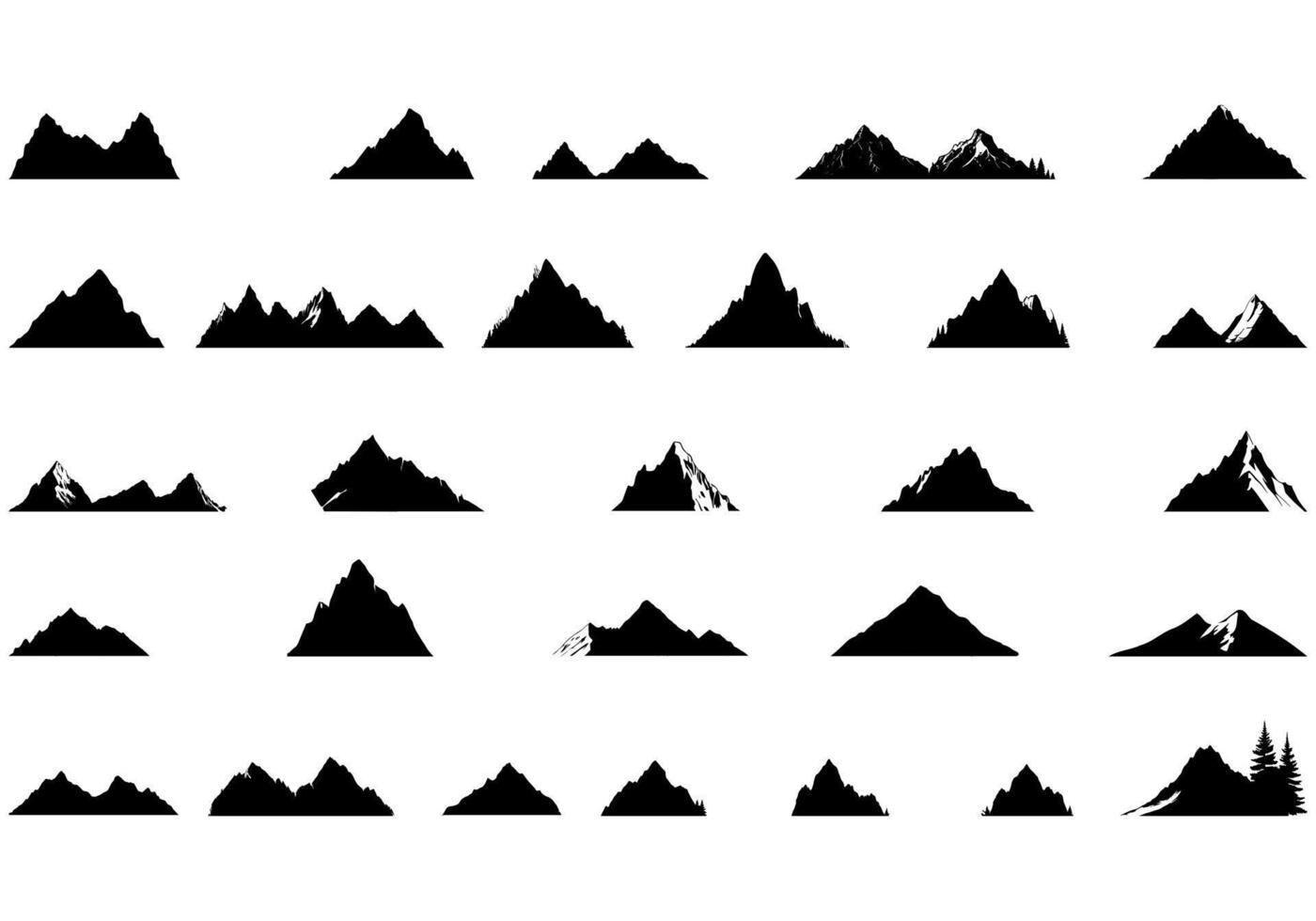 Mountain Black silhouette elements bundle and travel logo for company brand travel vector