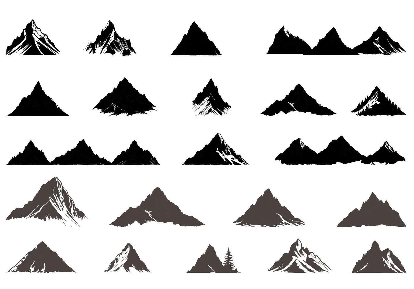 Black Mountain Silhouette Collection Bundle design vector