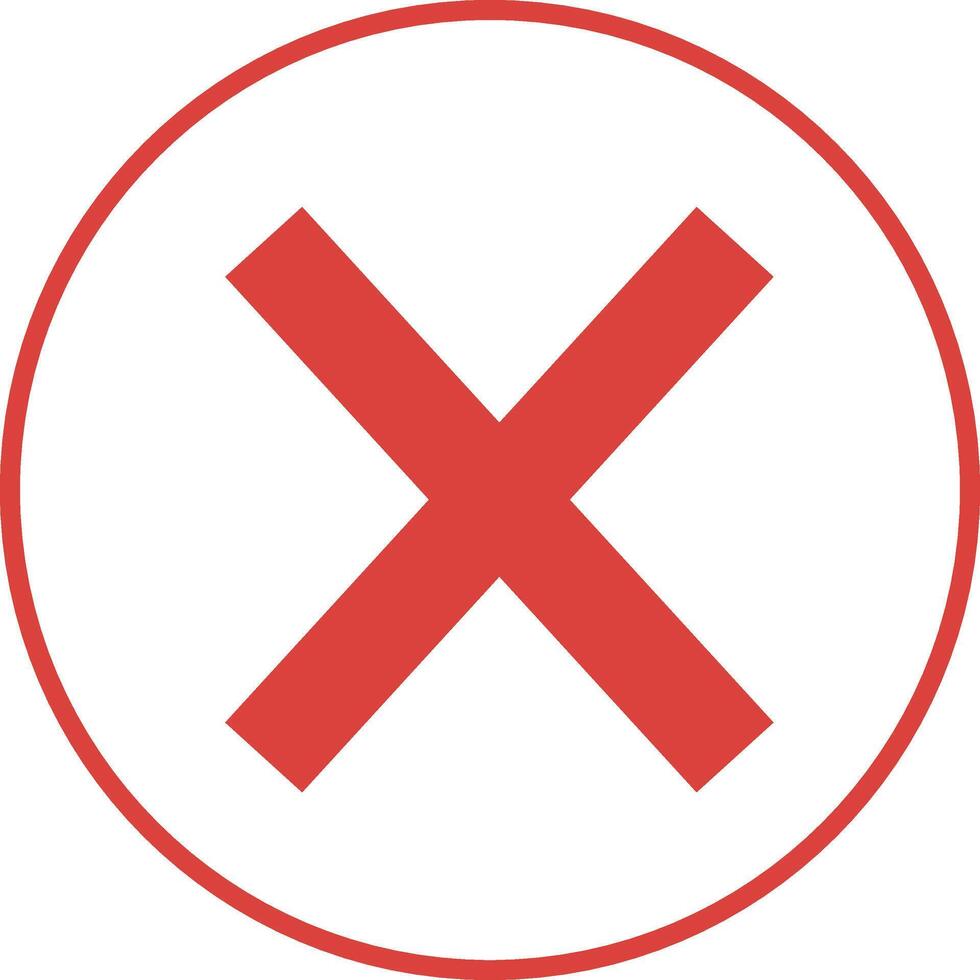 Red Cancel Button in an Outline Circle, No Entry Sign vector