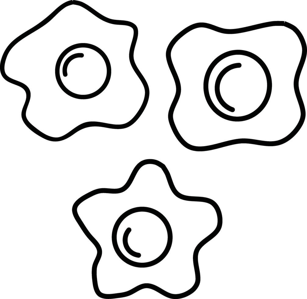 Simple outline of a fried egg, a common breakfast food and ingredient, clean line art illustration for food and culinary themes vector