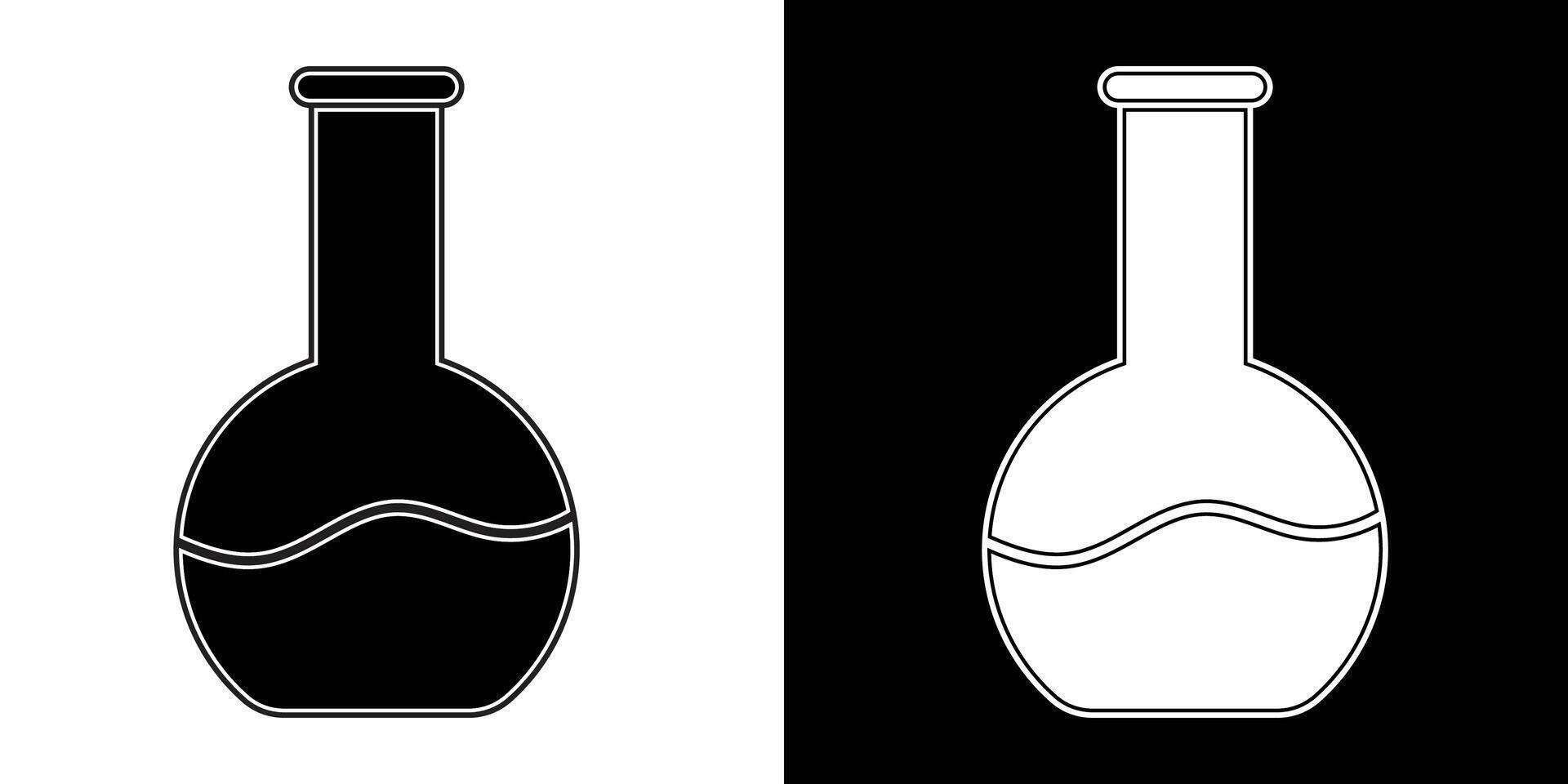 Outline of a Florence flask with wavy liquid inside, a symbol for chemistry, science, and experimentation, clean line art illustration for educational and laboratory themes vector