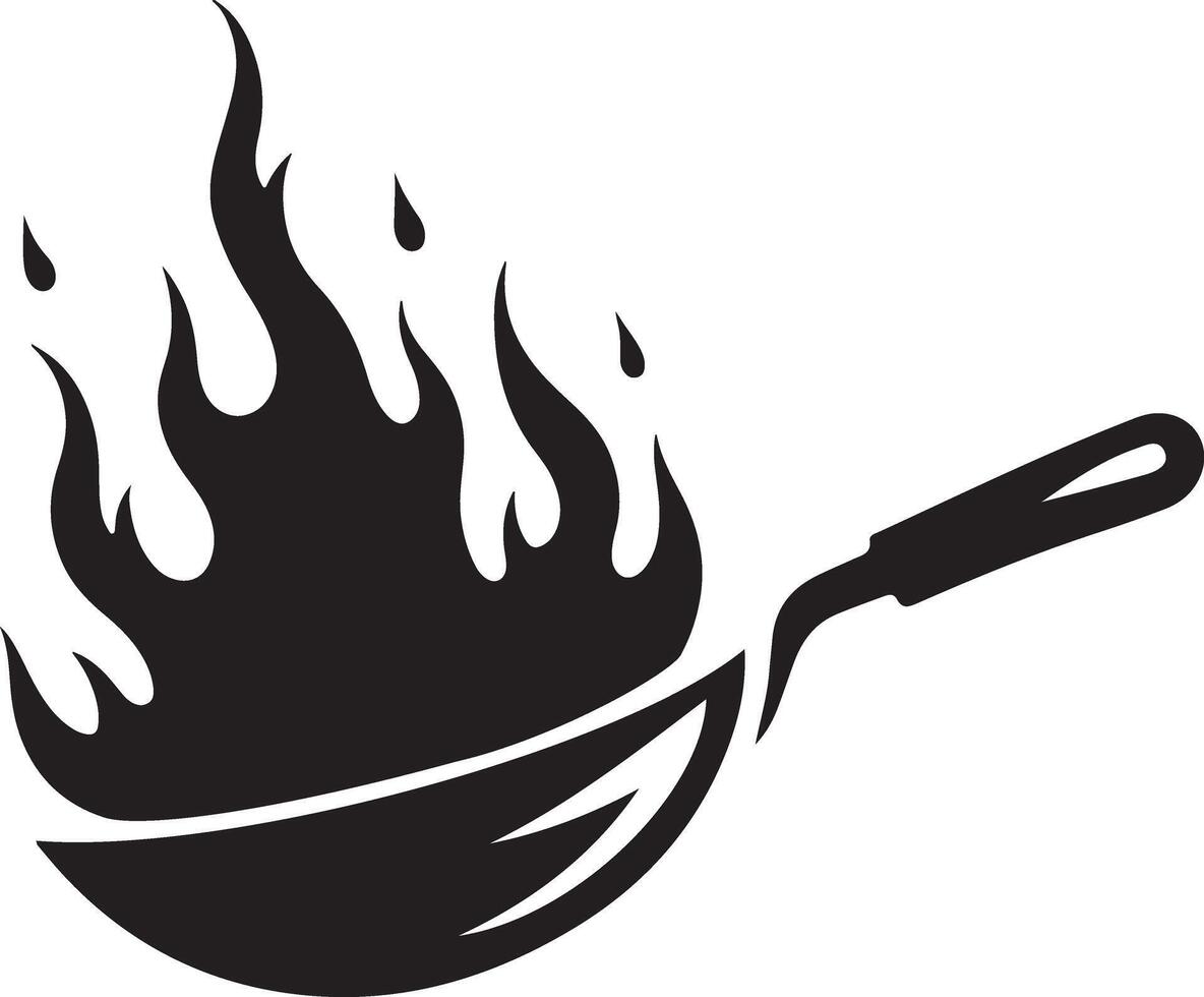 Frying Pan with Flames Hot Cooking Illustration for Culinary Designs vector