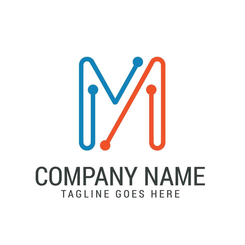 Creative Letter M Technology Logo Design Templates vector