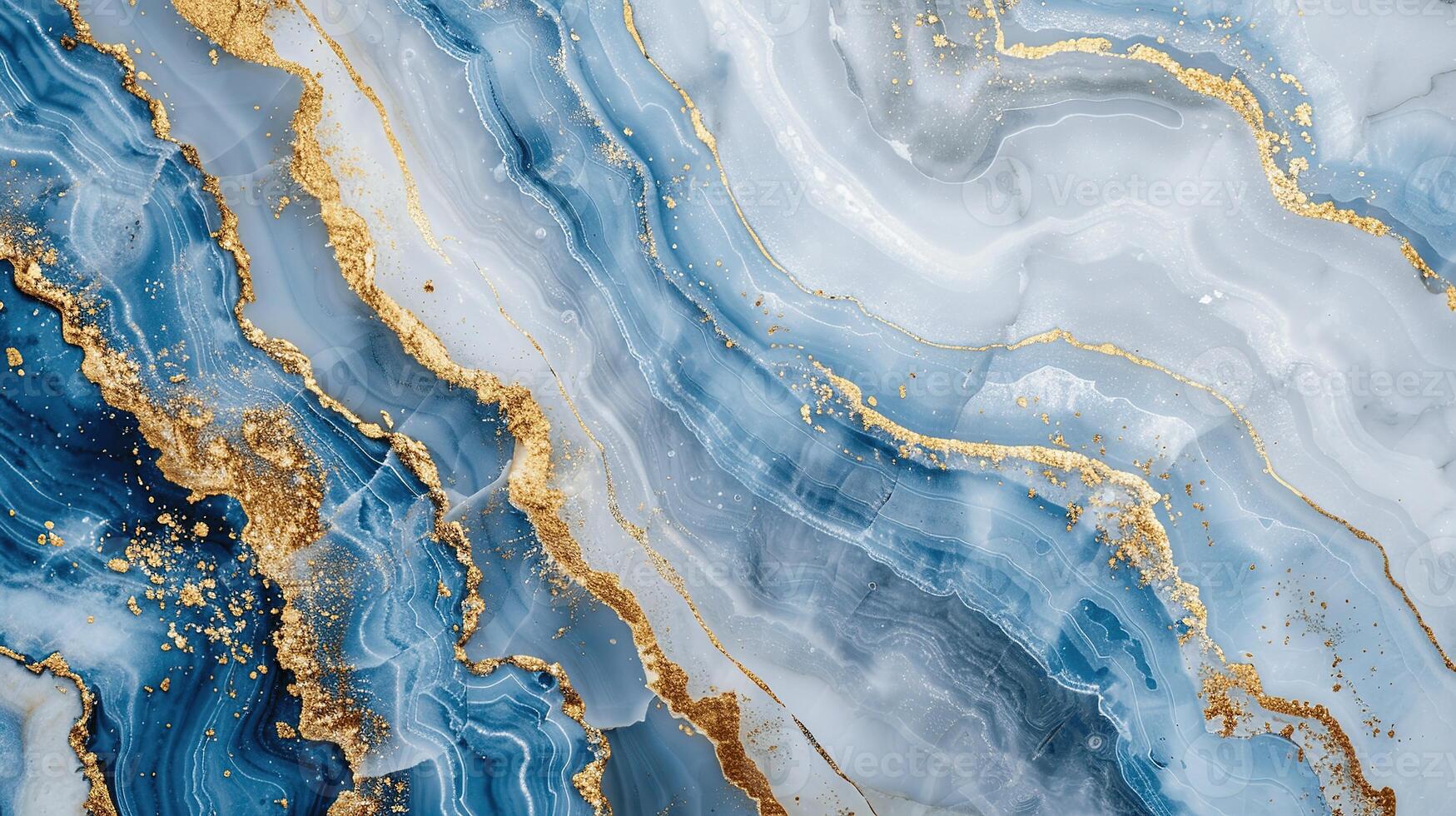 Beautiful Blue and Gold Abstract Wave Pattern for Background Design photo