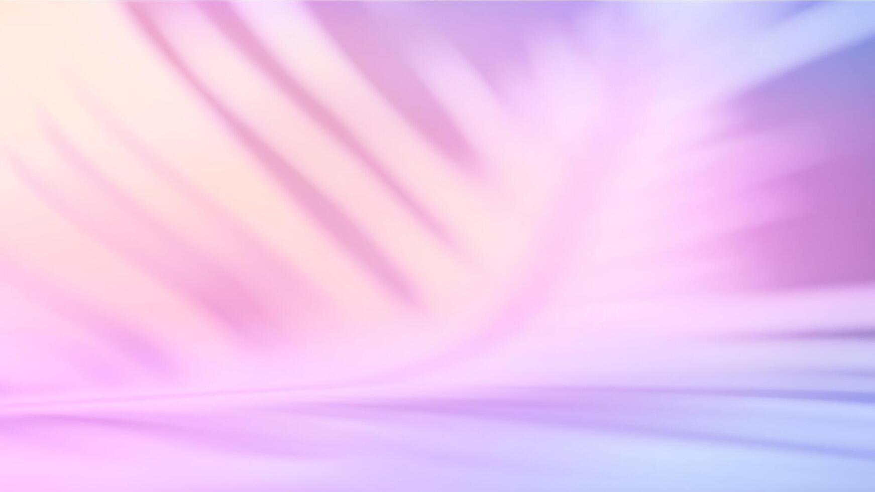 Minimal abstract summer background for product presentation with a palm leaf shadow. Blurred shadow from palm leaves. Pink color studio background. Empty room. Blurred backdrop vector