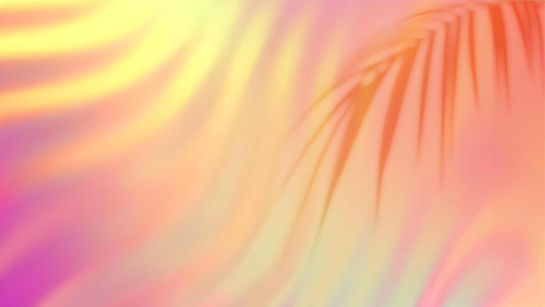 Summer gradient background with a palm leaf shadow. Bright colorful warm summer colors. Gradient background in pink, yellow colors with soft transitions. Great for poster, banner. illustration. vector