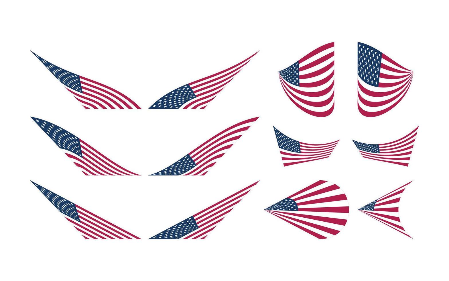 USA Flag Illustration Variations Collectionfor 4th of July Independence Day Graphics vector