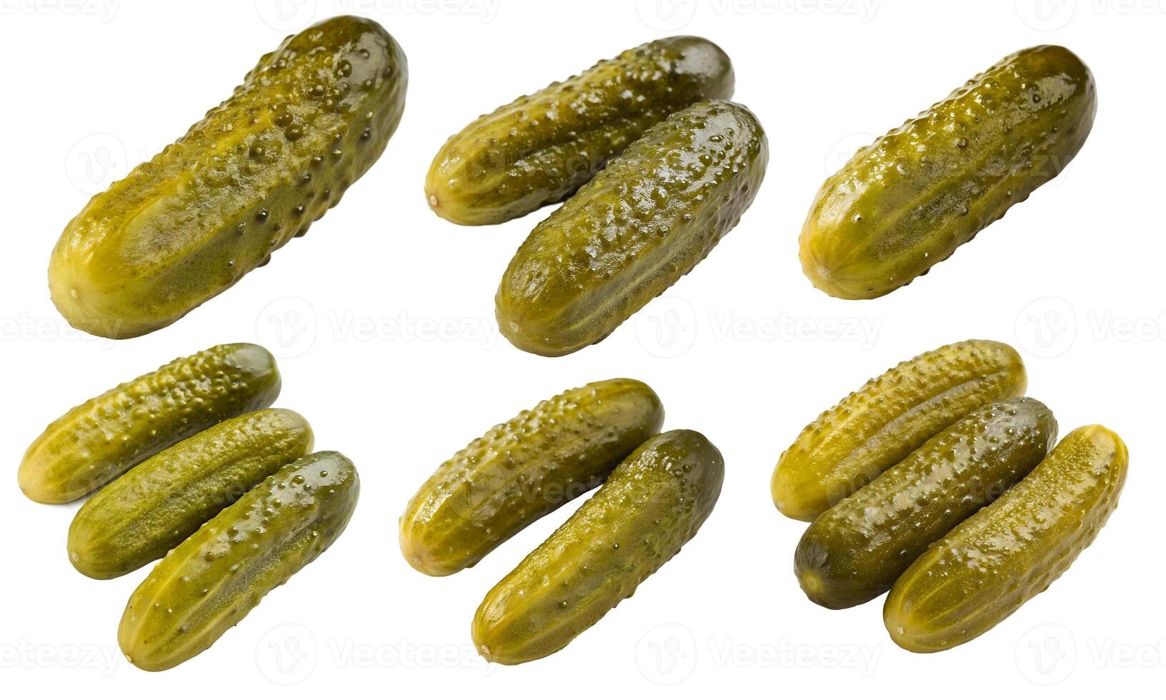 Set of delicious pickles isolated on a white background. photo