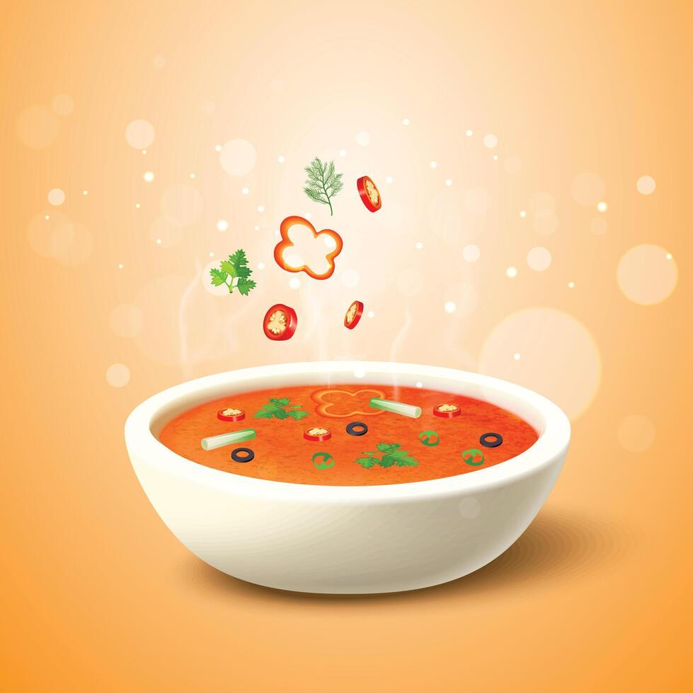 Soup, Gravy with bowl Background vector