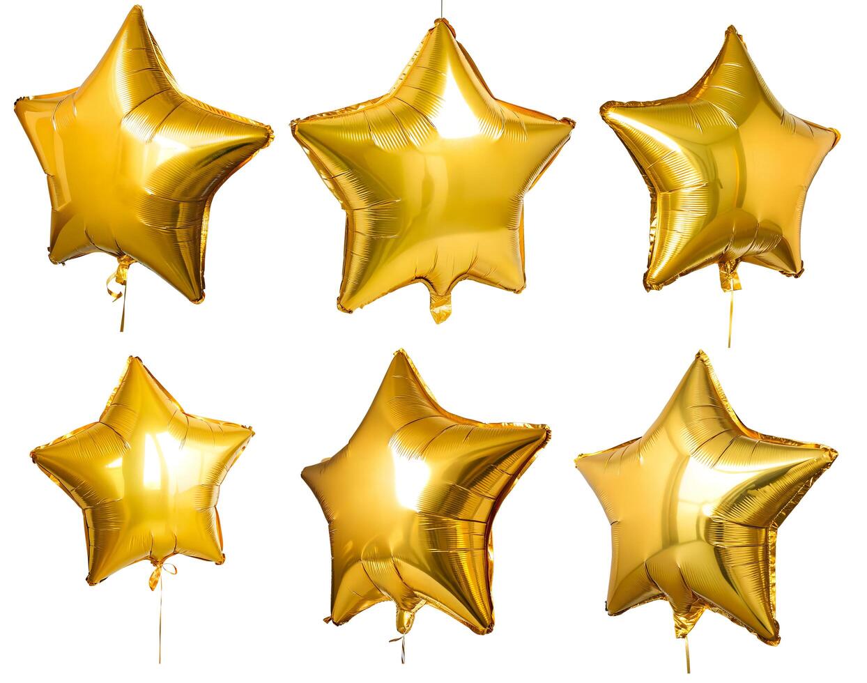 Set of colored foil stars balloon objects for a birthday party isolated on a white background. photo
