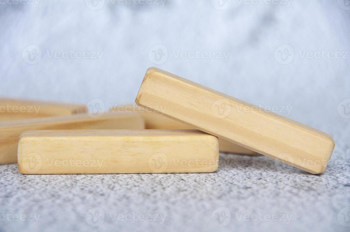 Close up of wooden blocks with customizable space for text or ideas photo