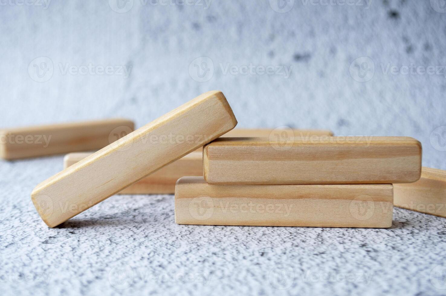 Close up of wooden blocks with customizable space for text or ideas. photo