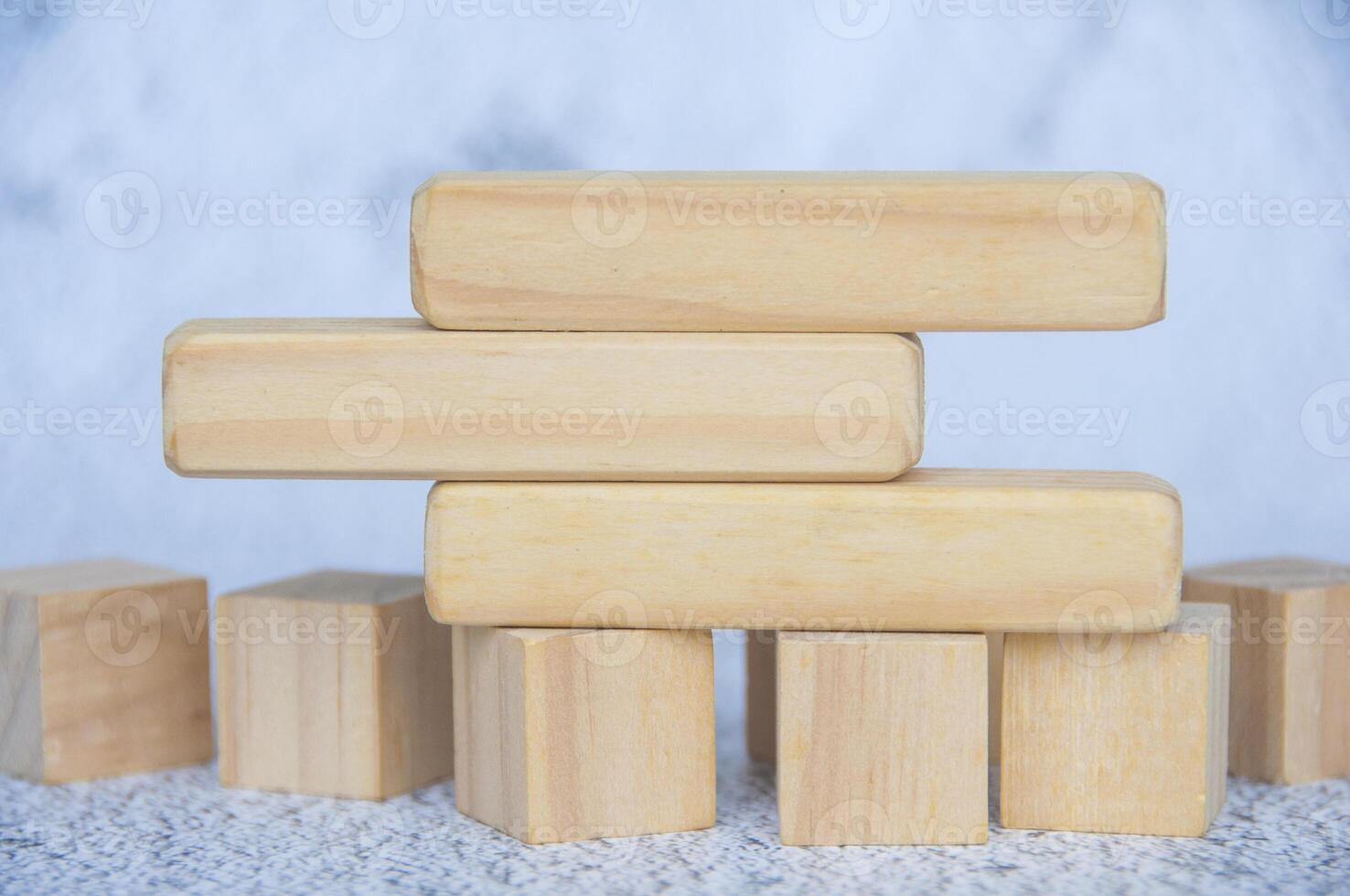Wooden blocks with customizable space for text. Copy space concept. photo