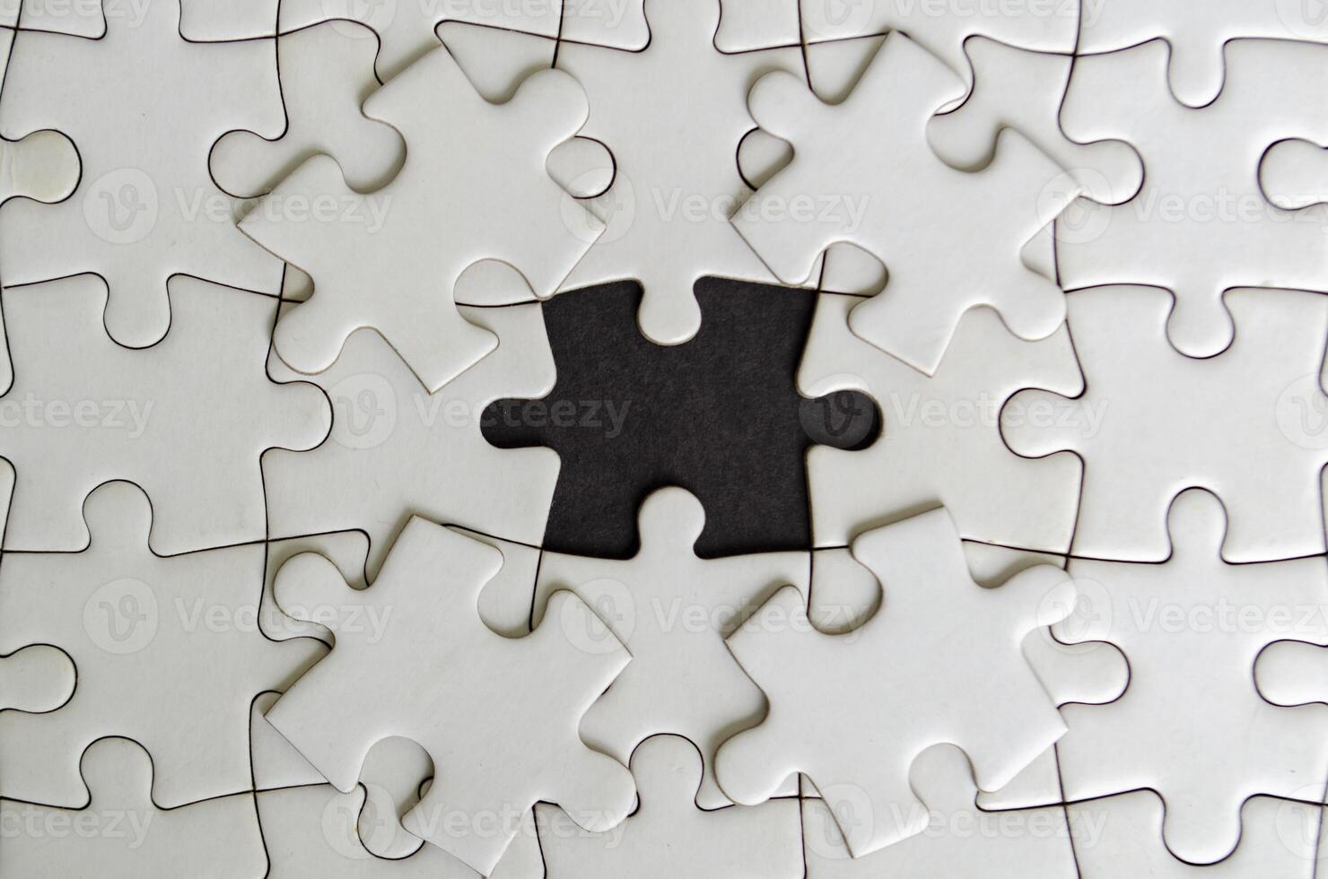 Top view of missing jigsaw. Customizable empty space on jigsaw for text photo