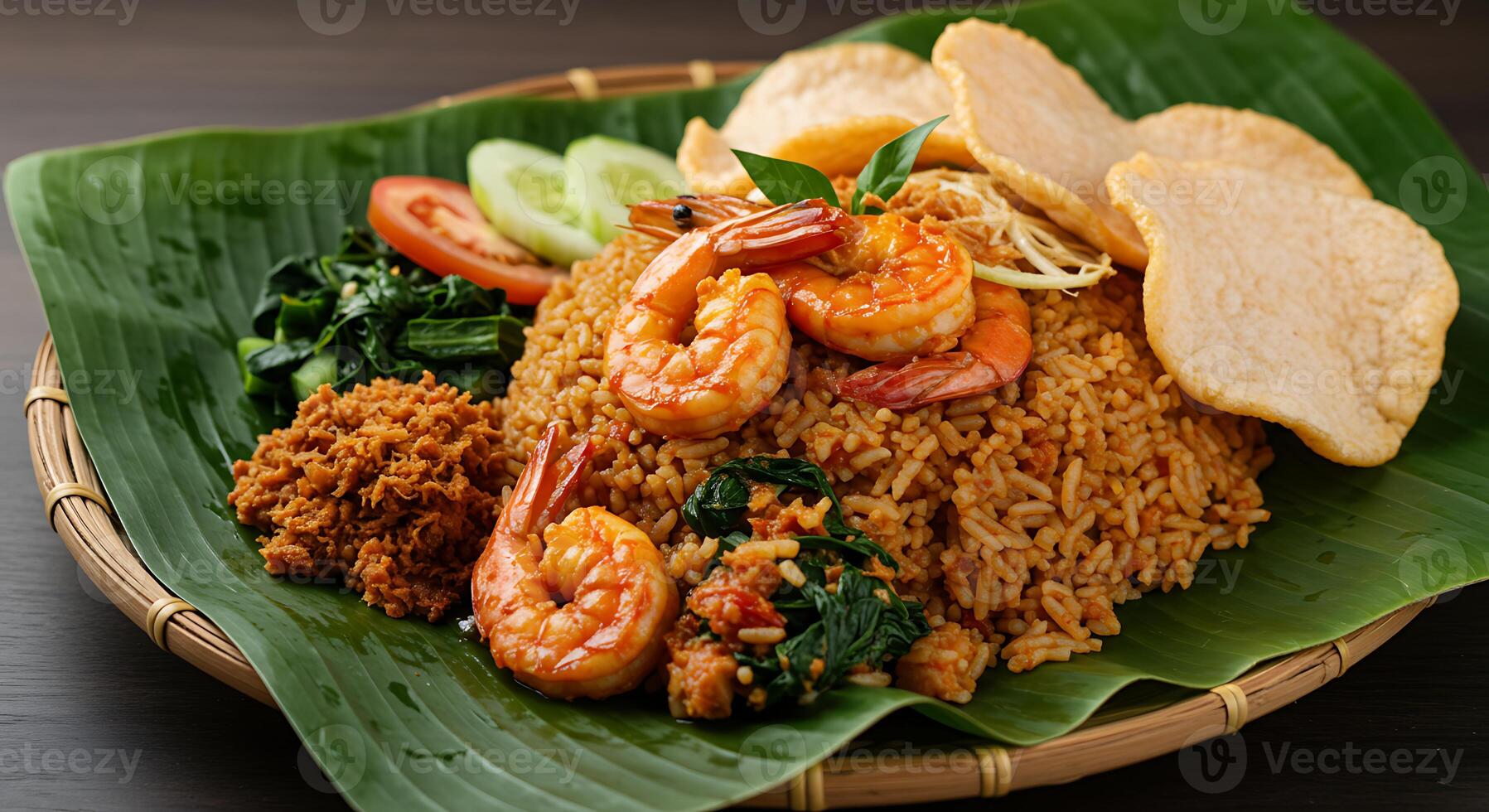 A plate of food with shrimp and rice photo