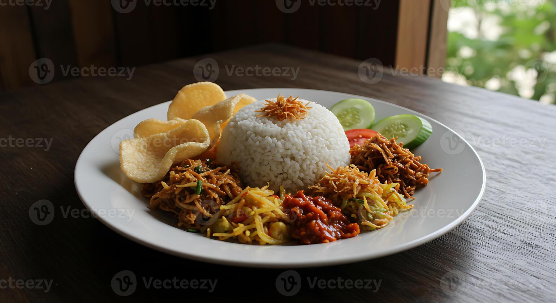 A plate of food on a table photo