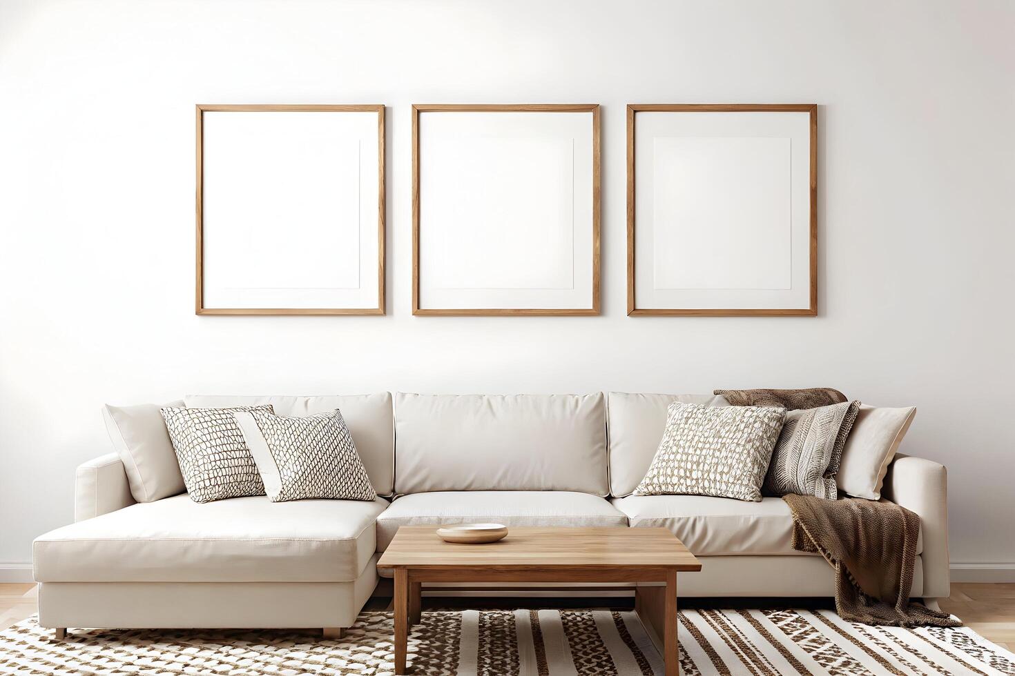 Cozy Living Space with Gallery Wall and Neutral Tones Creates Calm and Comfort photo