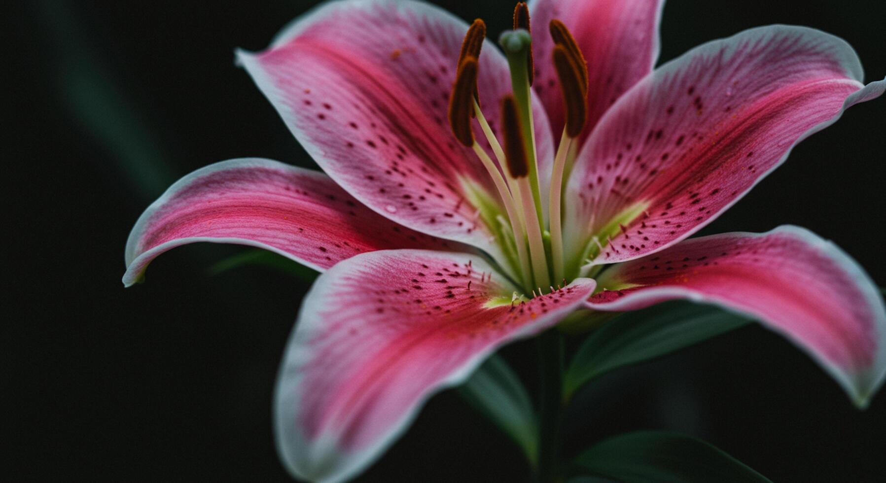 A pink lily with white spots on it photo