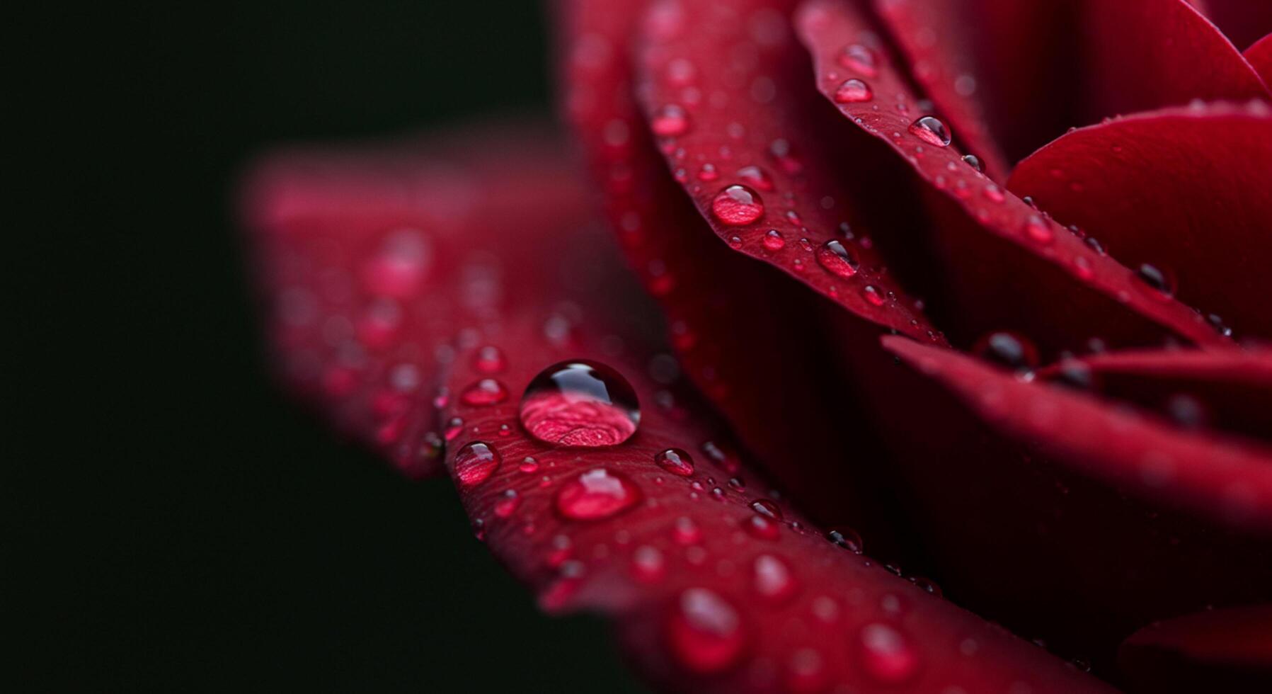 A close up of a red rose with water droplets photo