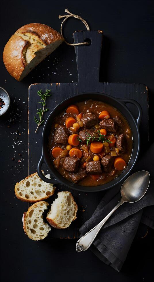 Delicious Beef Stew Recipe with Carrots and Bread perfect for a Cozy Autumn Dinner photo