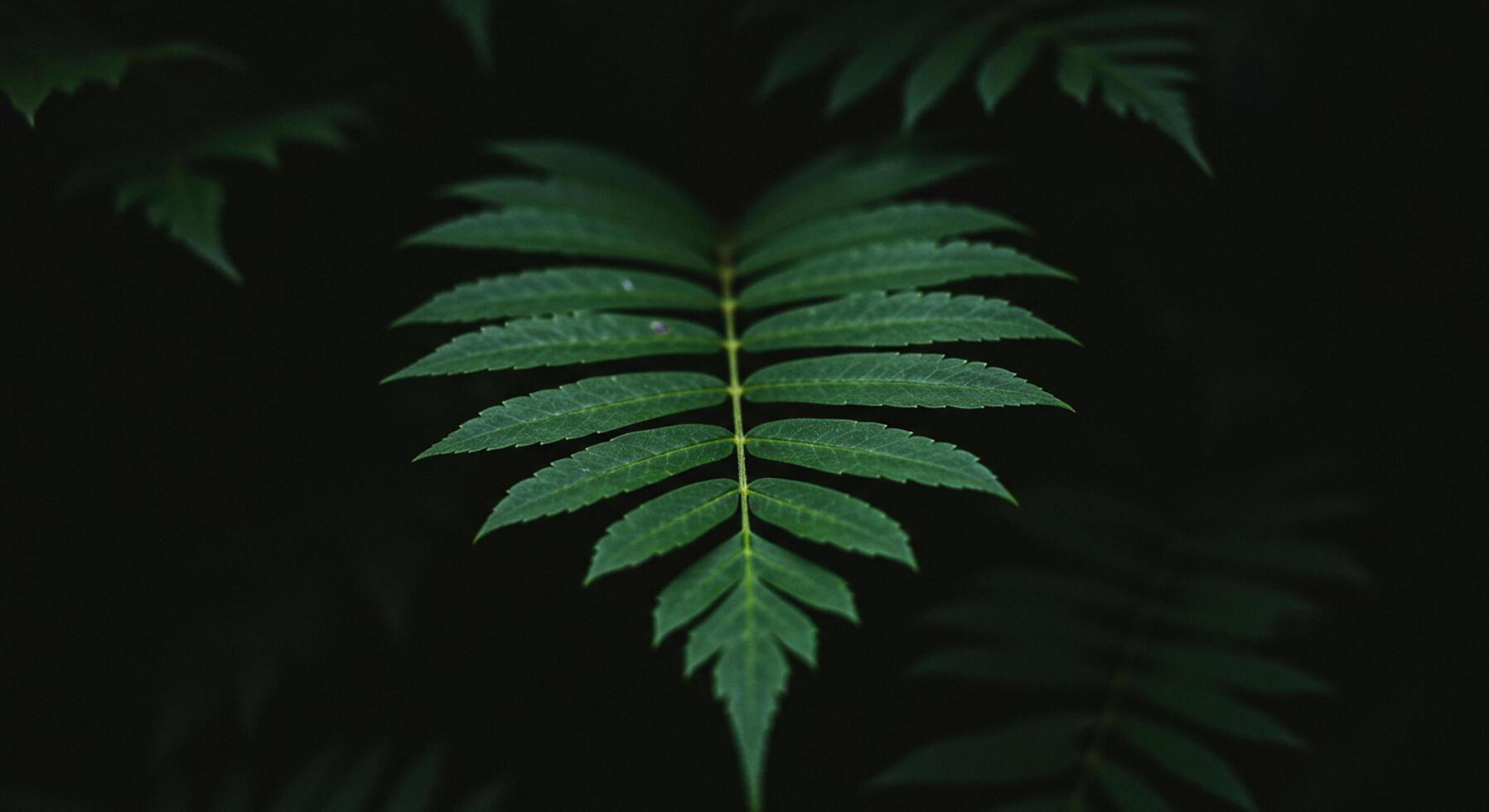 Intricate fern frond revealing a tapestry of nature's symmetrica photo