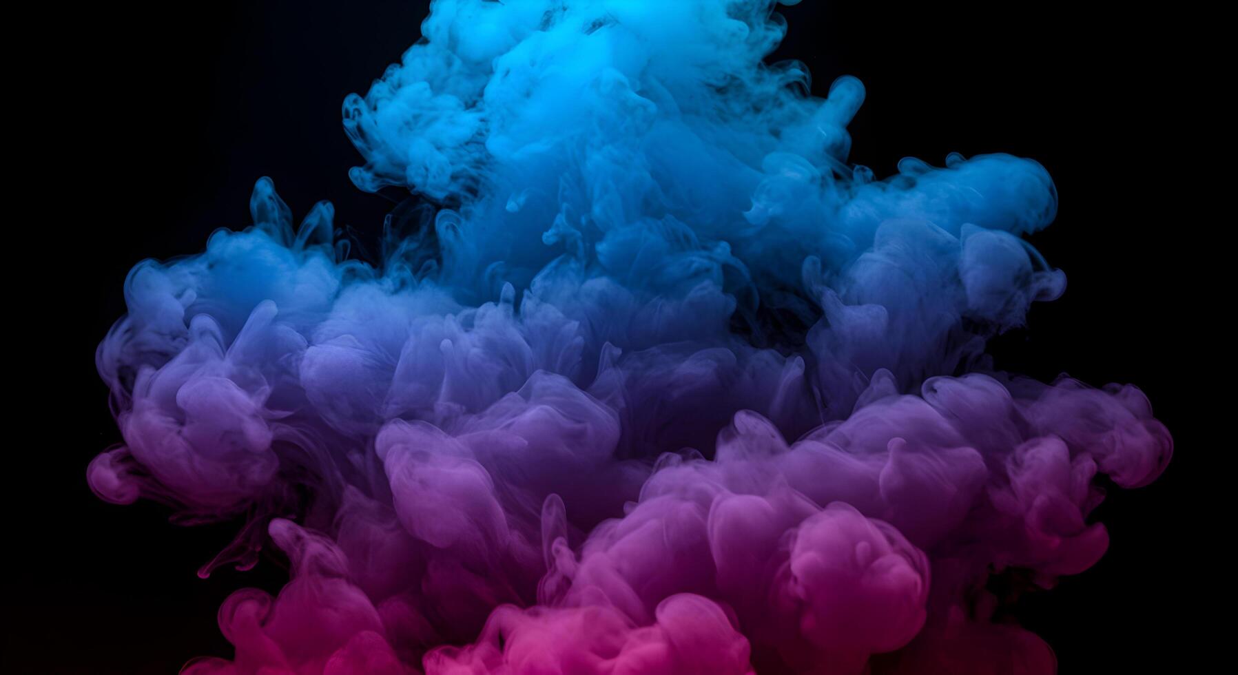 Abstract cloud of vibrant ink swirling in darkness, a visual symphony of color photo