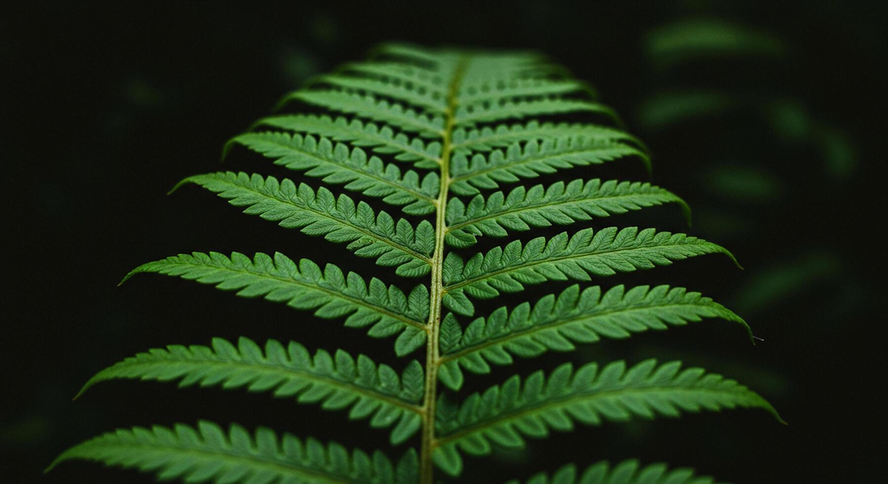 Close-up of a Lush Green Fern Against a Dark Backdrop Showing In photo