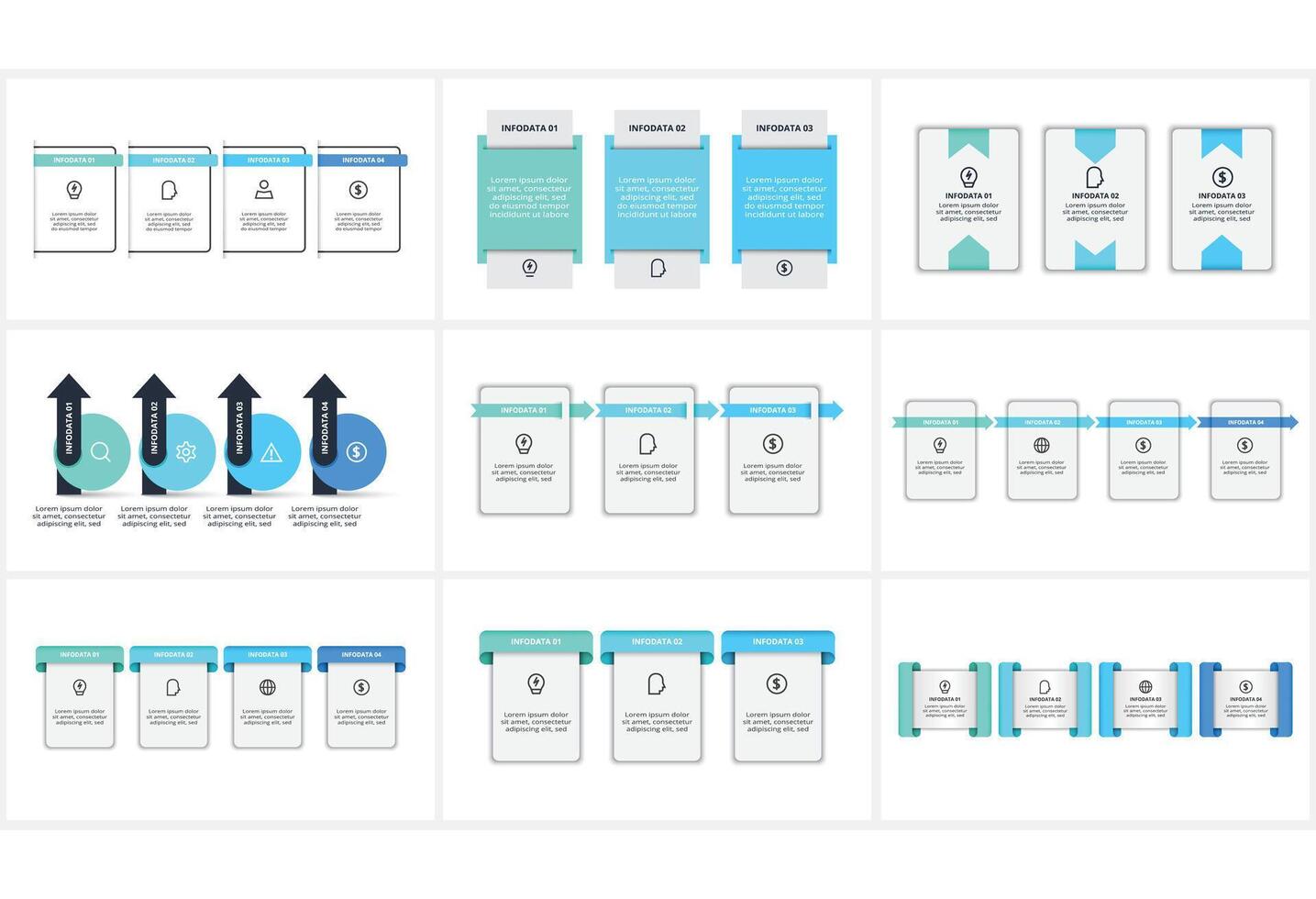 Set creative concept for infographic with 3, 4 steps, template for web. vector
