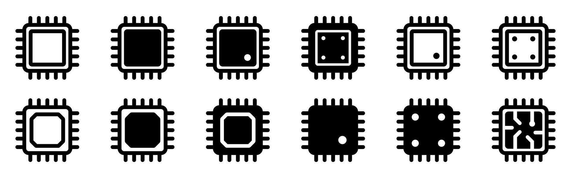 Electronic chip icon. Computer chip icon, cpu microprocessor chip icon. vector