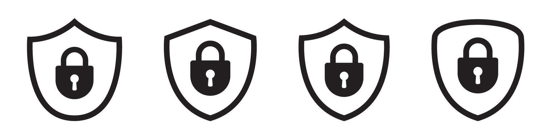 Shield security with lock icon.. protection icon. privacy icon set. vector