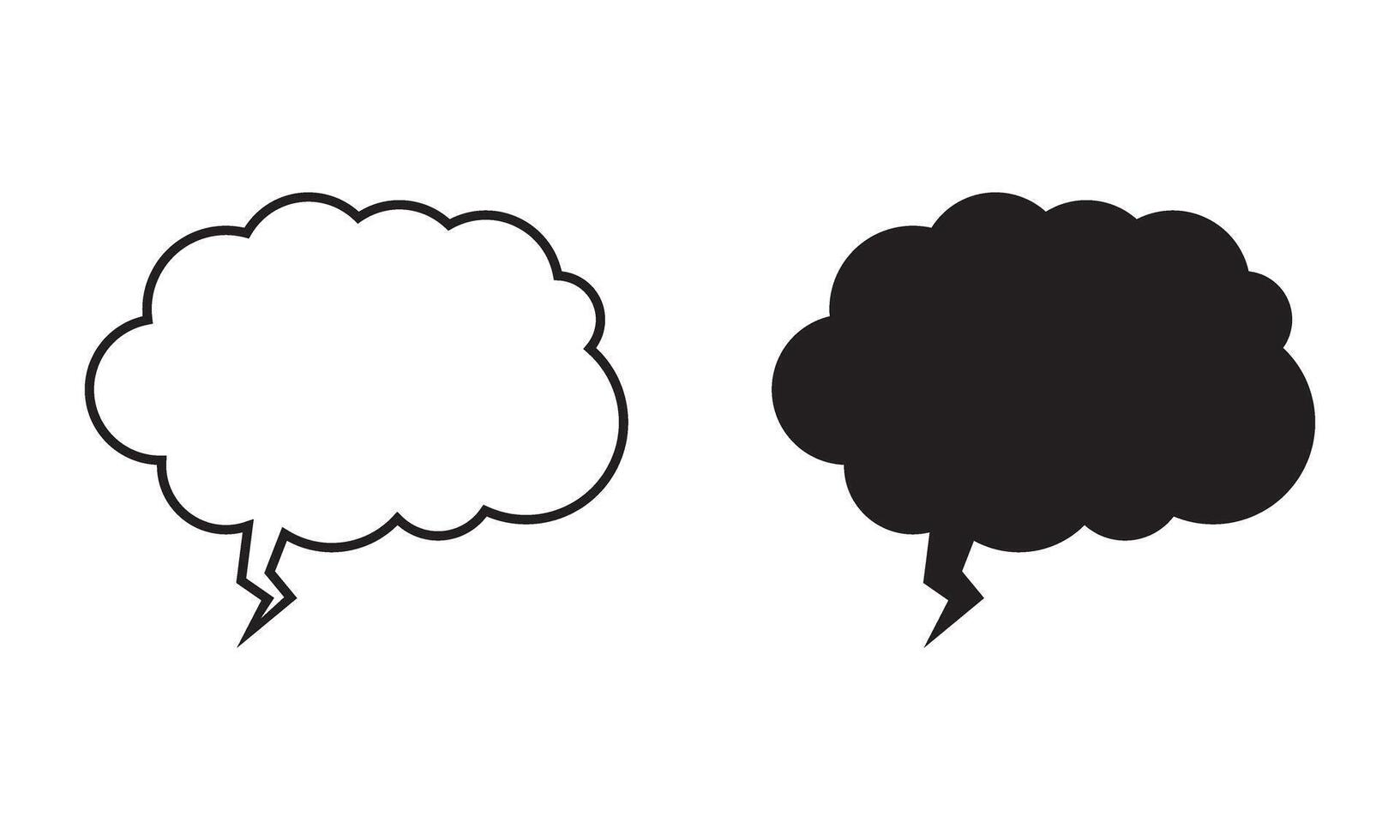 Thought cloud. Think bubble line and black. vector