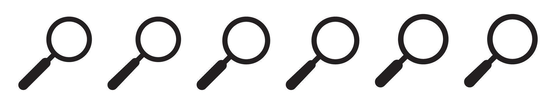 Search icons. Magnifying glass icon, magnifier icon. Loupe icons set. vector