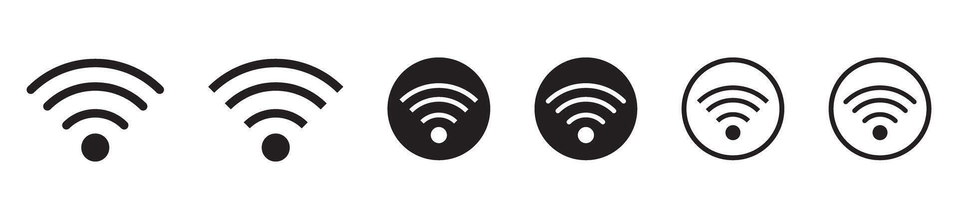 Wireless and wifi icon or wi-fi icon. Set of wi-fi icons for remote internet access. vector