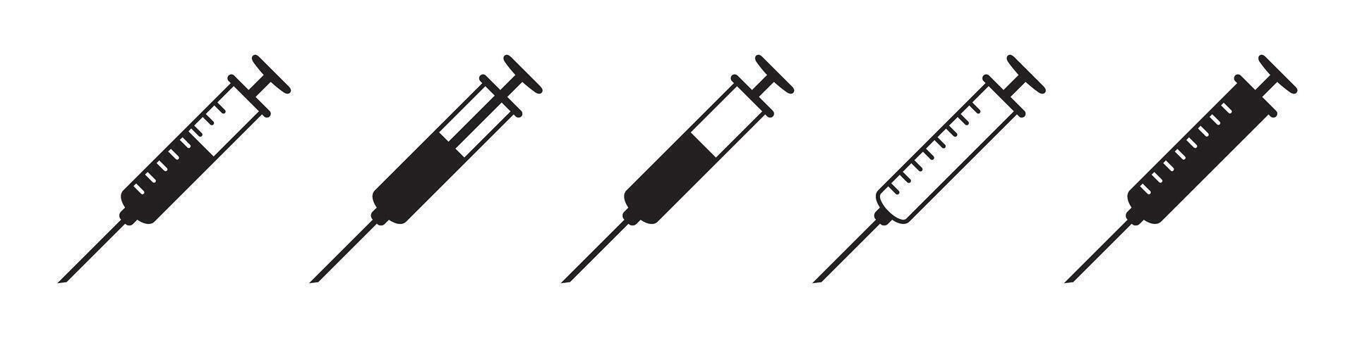 Syringe icon. Injection icons set. vector