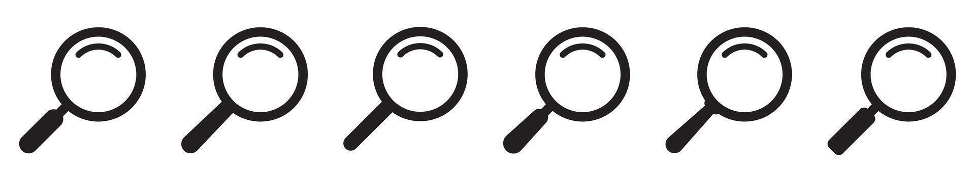 Loupe icons set. Magnifying glass icon, magnifier icons. vector