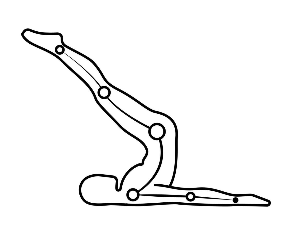 Minimal line art illustration of Viparita Karani yoga pose with highlighted joints. Clean anatomical style, perfect for yoga guides, wellness infographics, and educational materials. vector