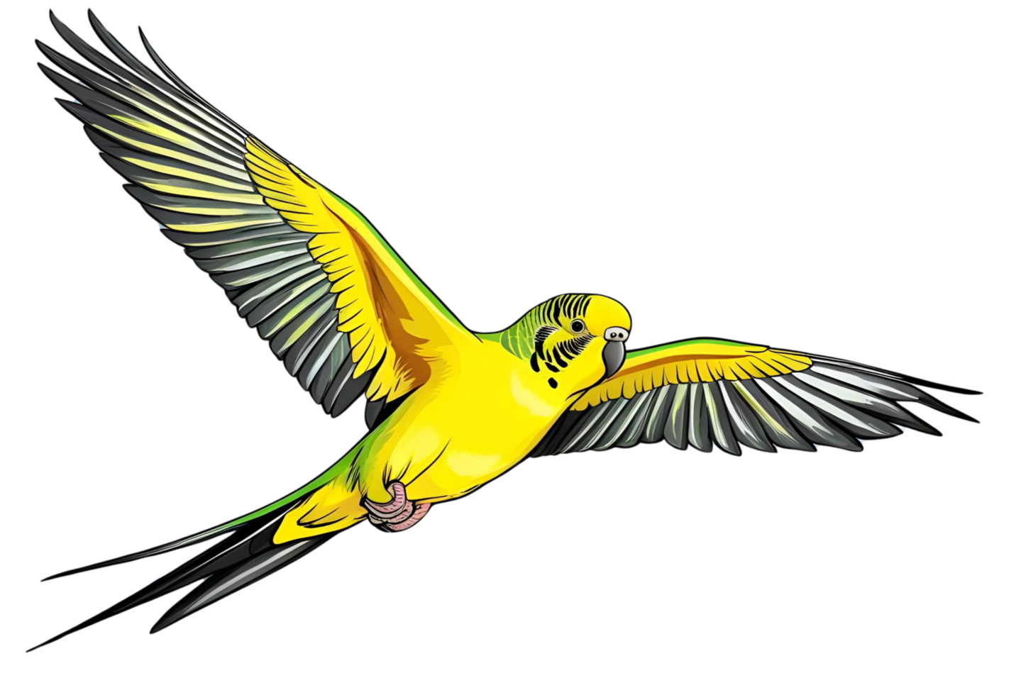 Parakeet bird Aratinga solstitialis flying mid-air, vibrant feathers spread wide in natural wildlife motion capture. png