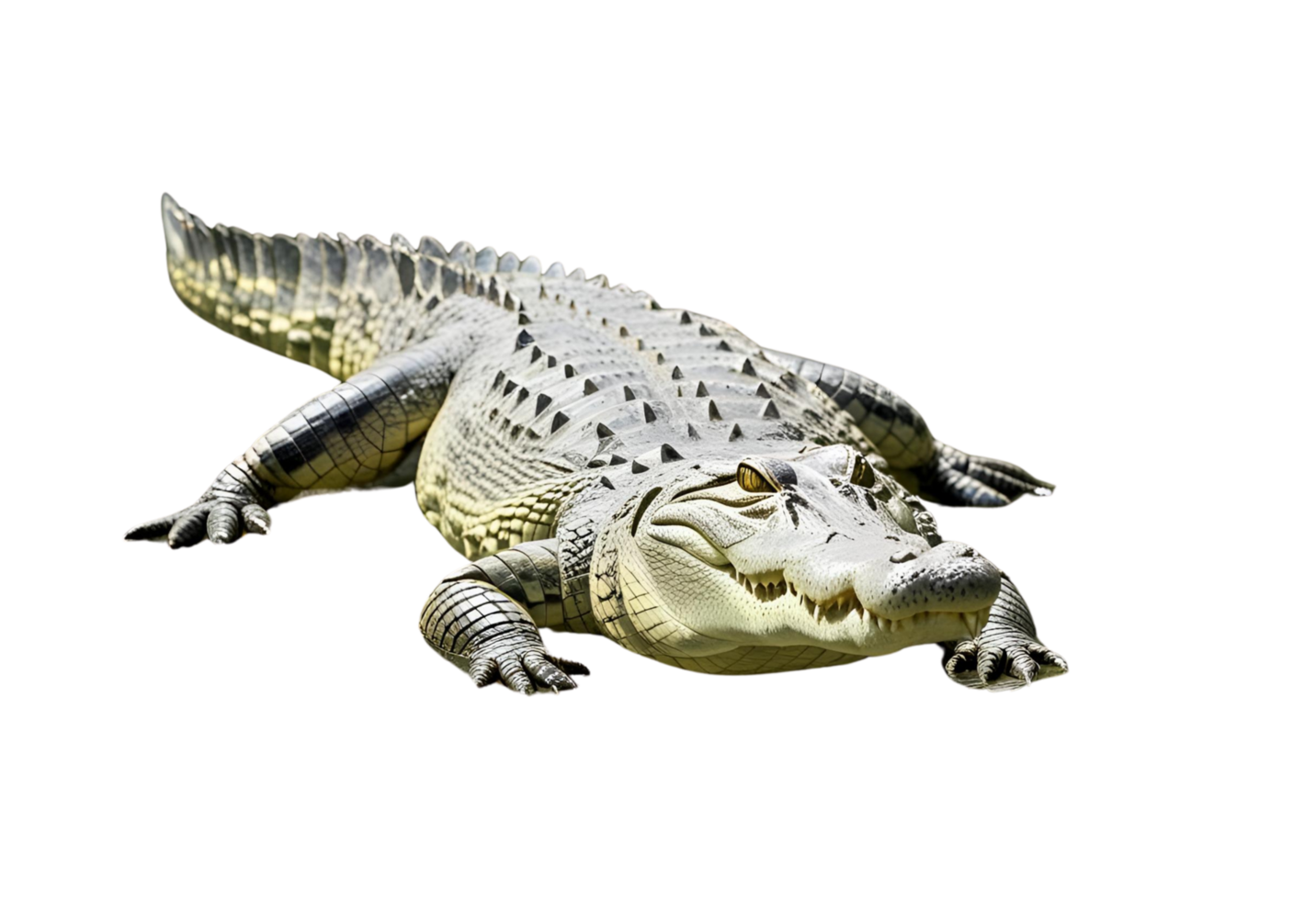A crocodile is a powerful aquatic reptile commonly found in tropical regions, rivers, lakes, and wetlands. png