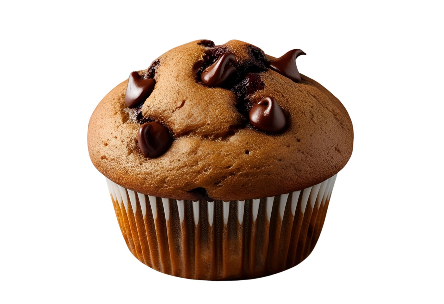 Delicious chocolate chip muffin displayed perfectly for bakery product photography. png