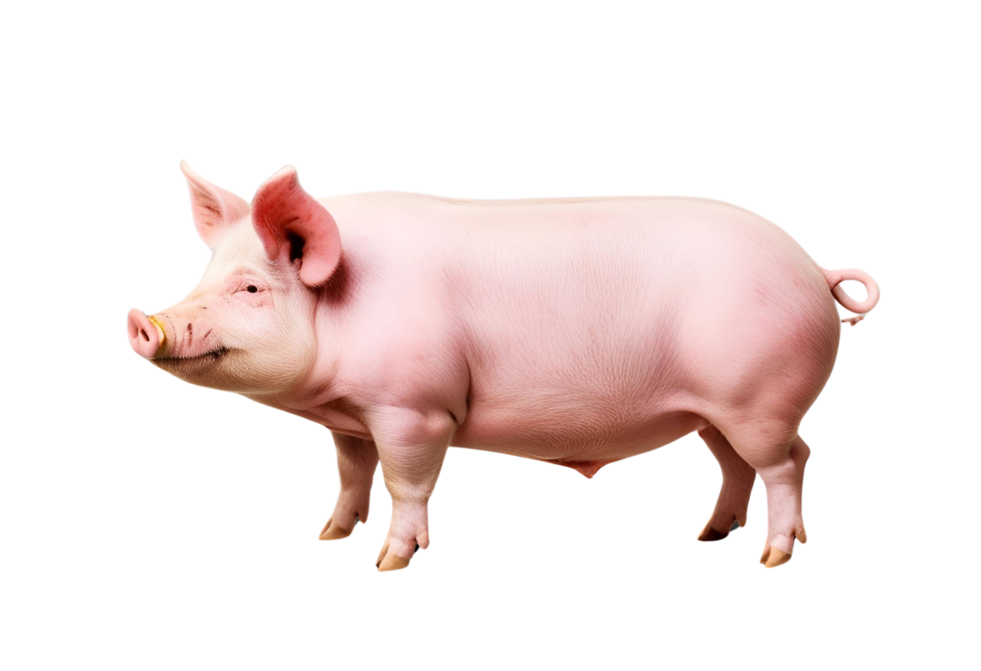 Cute pink pig standing alone, perfect for farm, education, and design png