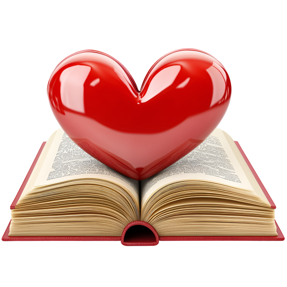 Open Book with Heart Shape Pages Transparent Background png
