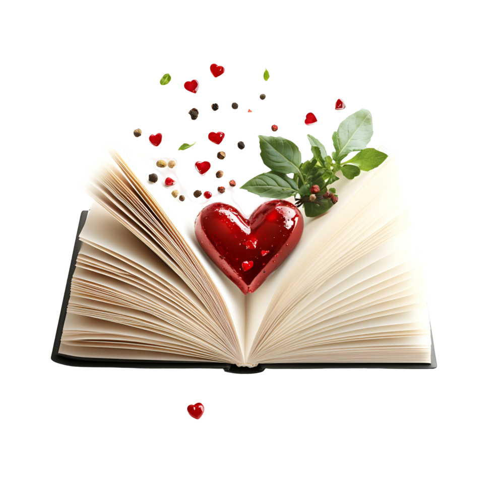 Romantic Symbol Heart Formed in Book Transparent Background png