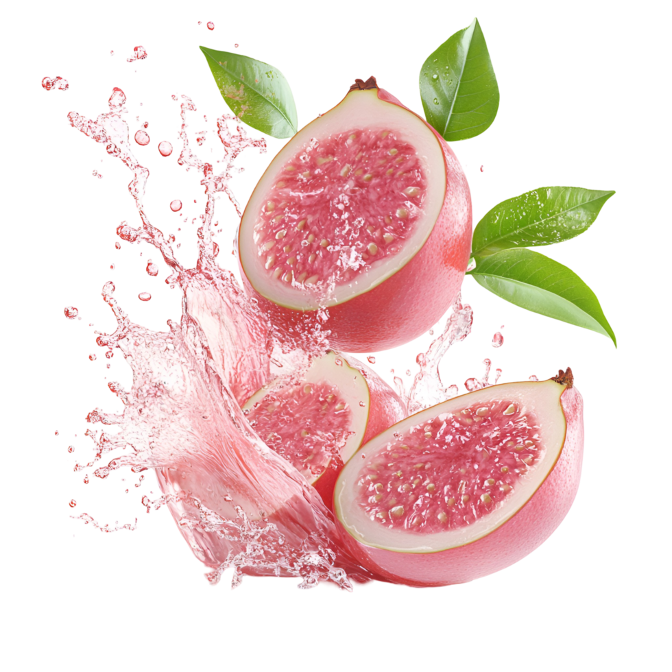 Refreshing Guava With Water Burst Effect Transparent Background png