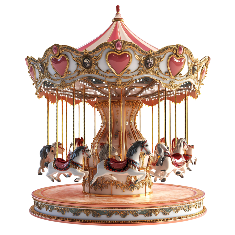 Colorful Carousel with Horses Displayed Transparent Background png