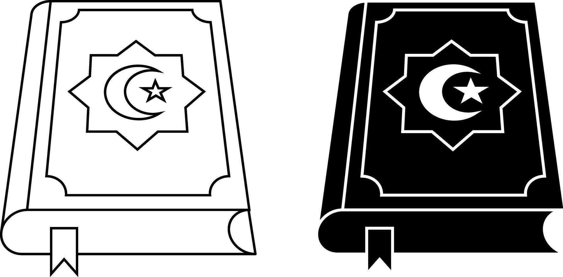 outline silhouette al quran icon set vector
