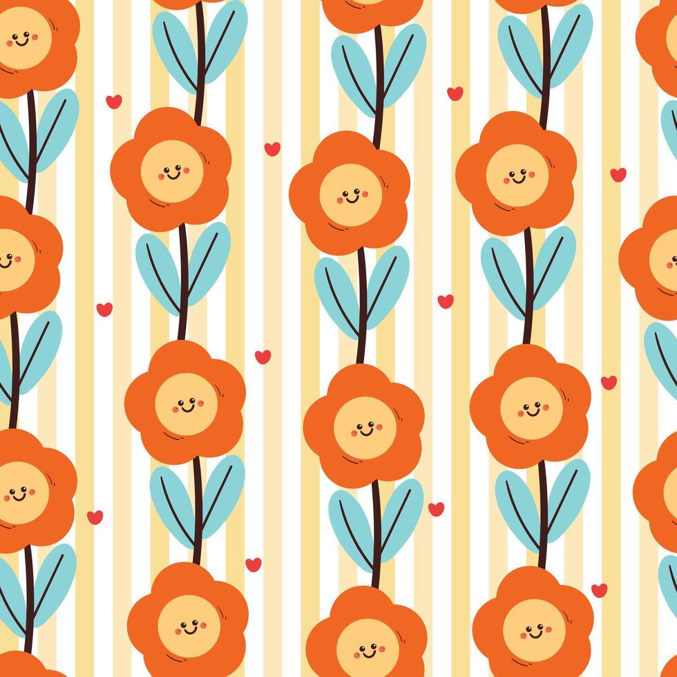 seamless pattern cartoon flowers character design. cute botanical wallpaper and pattern for gift wrap paper vector