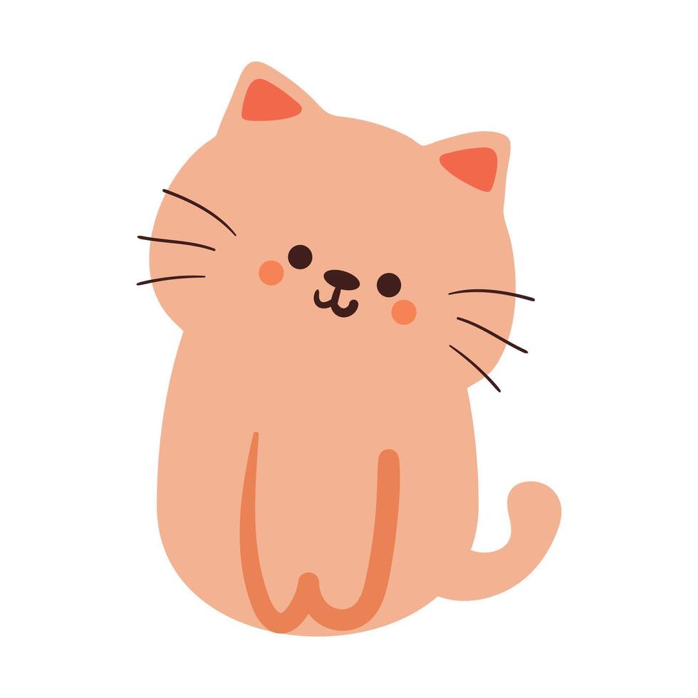 cute drawing cartoon cat. cute animal doodle for sticker, icon vector