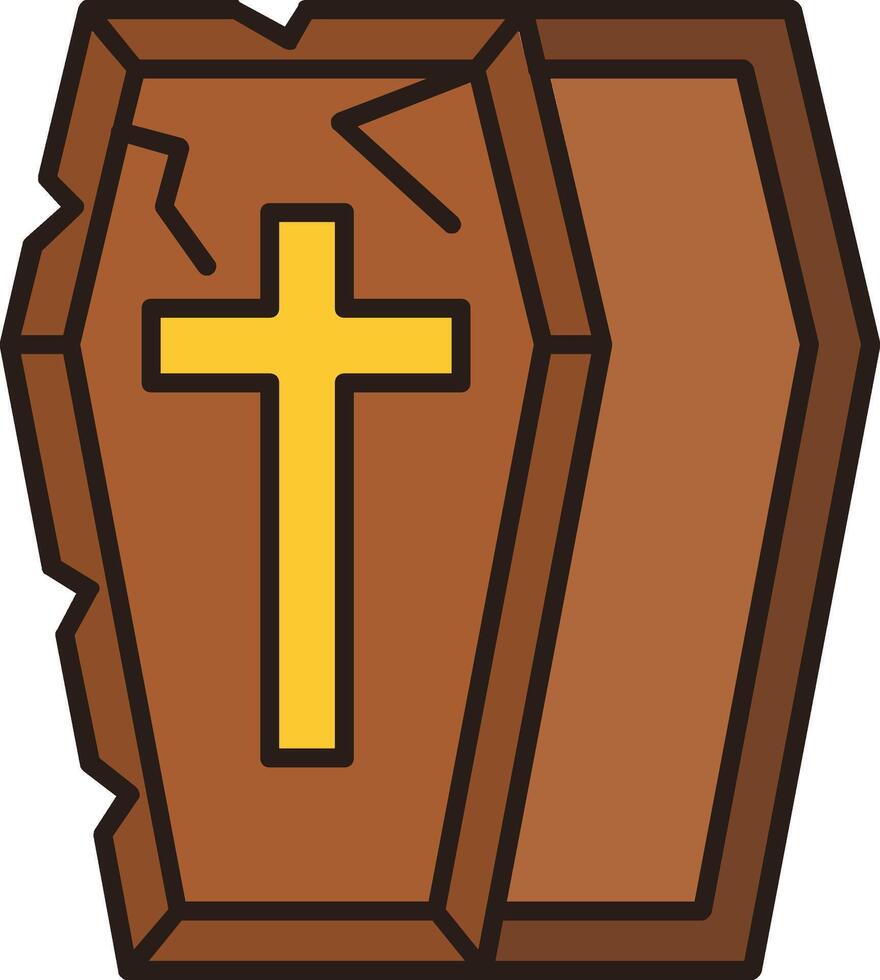 A coffin with a cross on it vector