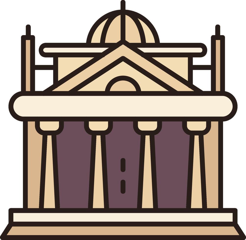 An illustration of a building with columns vector