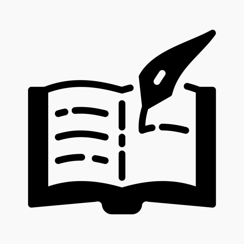Design Illustration graphic of old book icon with glyph style. Suitable for UI, mobile design, web design, etc. vector